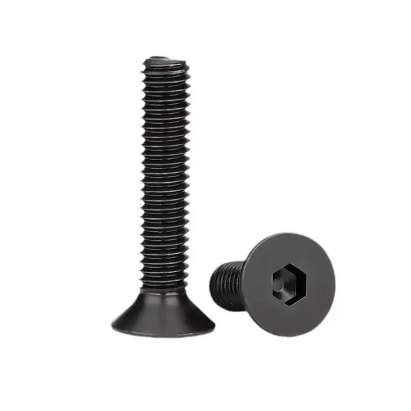 High strength countersunk hexagon socket screw with plum blossom hole, flat head, black hexagon sock