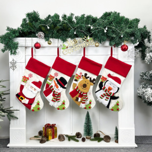 2024 Haoyuan Cross-border Amazon Christmas Socks Gift Bag Christmas Tree Decorations Snowman Christmas Tree Pendant