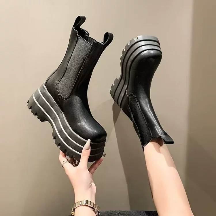 Ботинки Martin Женские ботинки 2024 Новый осенний маленький человек с толстым подошвением тонкие средние ботинки Челси табачные ботинки женские