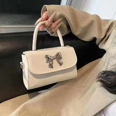 Bags for Ladies - Unique Retro Single Strap Bag, 2023 Winter New Casual Trendy Small Square Bags with Bow Ties, Popular Crossbody