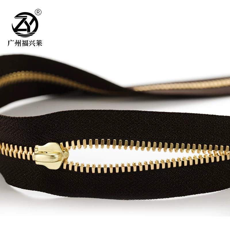 Metal bag with zipper, brass chain