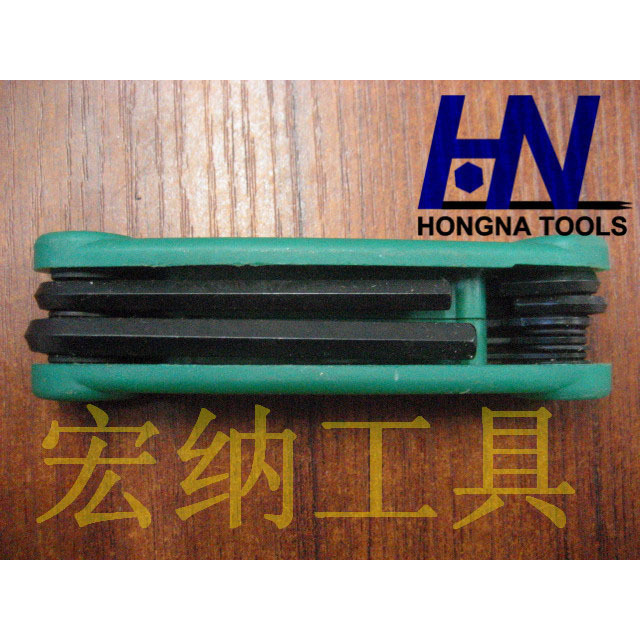 7pc 发黑 公制 平头 小对合 内六角扳手 折叠式