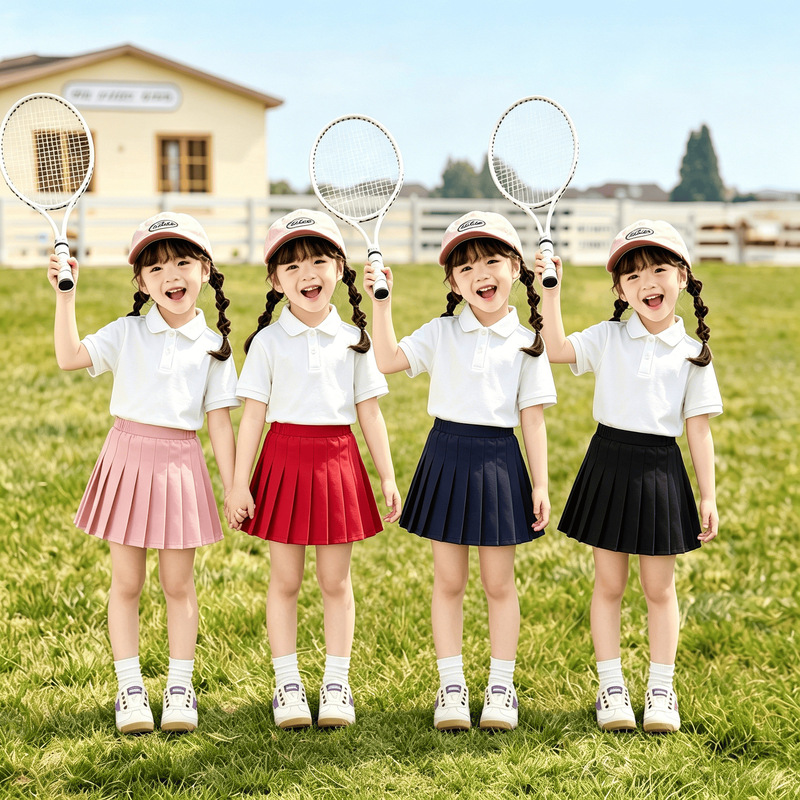 Girls' Outfit Set for Children's Day Performance, Two-Piece Set for Kindergarten Graduation Class, Elementary School Students' Poetry Recitation Performance, Stylish