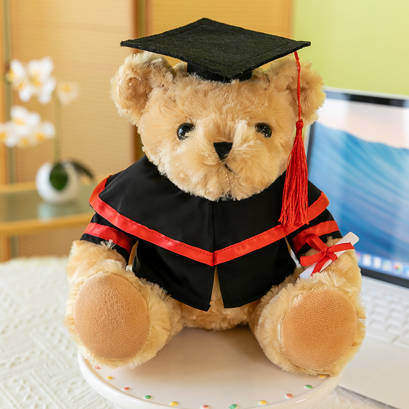 Graduación Bear Master Bear Doll Dr. Undergraduate Uniform Bear Doll High School Regalo de impresión logotipo de la escuela