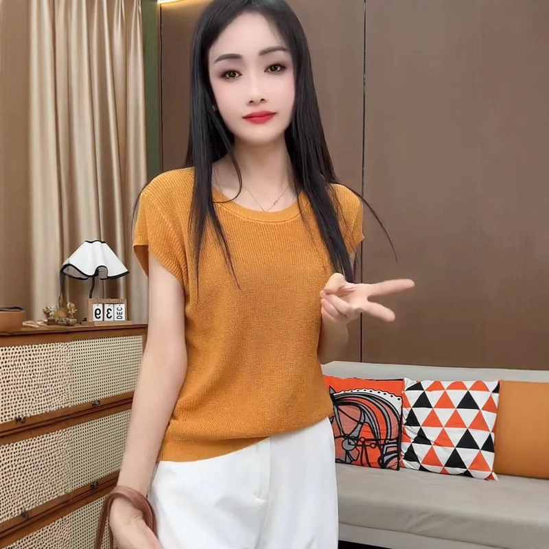 设计感后背镂空短袖针织衫女2025夏季新款洋气减龄别致上衣潮女装|undefined