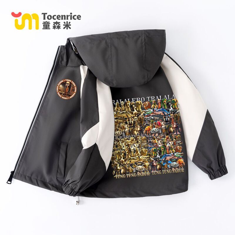American Mountain and Sea Classic Golden Tongtongge Stick Man Children's Windproof Waterproof Boys' Autumn Jacket