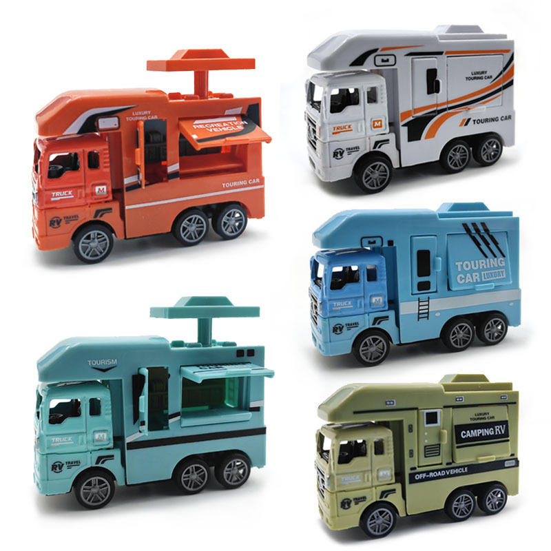 RV alloy car model simulation back car door travel RV car children's toy pendant ornaments