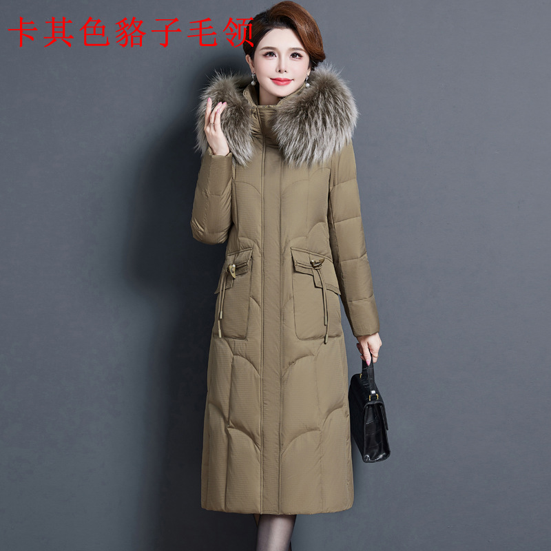 카키 너구리 모피 칼라