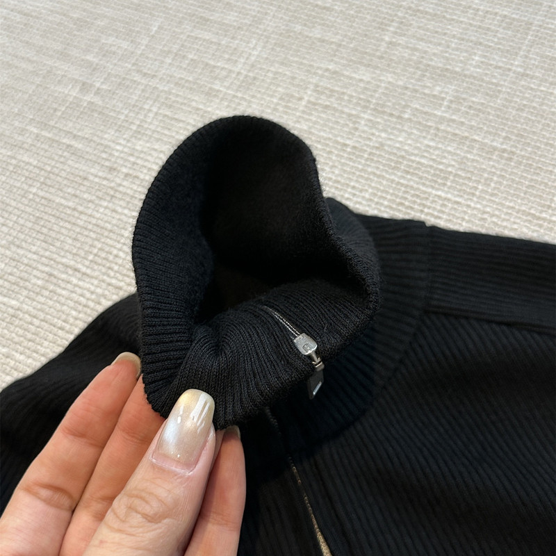 初秋新款女士修身基础半拉链日常通勤休闲拇指袖弹力羊毛打底衫|undefined