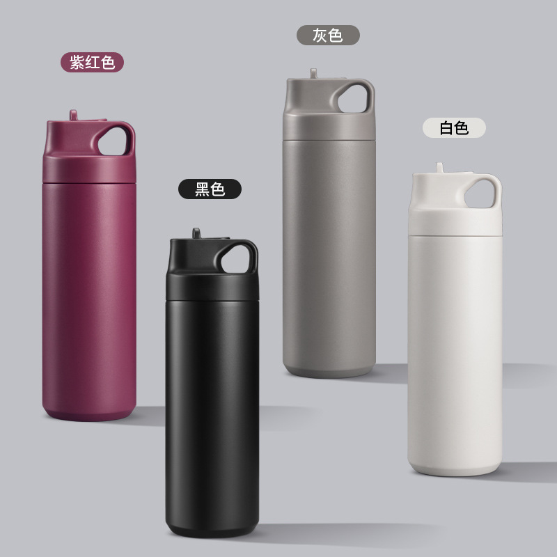 Taza de aislamiento de acero inoxidable 304 de doble capa transfronteriza personalizada con pajita, deportes al aire libre de gran capacidad, taza de coche de doble bebida