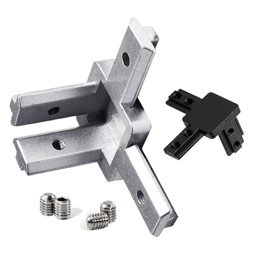 Алюминиевые фитинги Европейский стандарт черный трехмерный прямоугольный соединитель 2020/3030/4040 серебристый литой алюминиевый соединитель