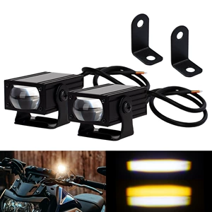 Cross-Border Motorcycle Led Headlight Grille Light White and Yellow Two-Color Lens High and Low Beam Spotlight Electric Vehicle Headlight