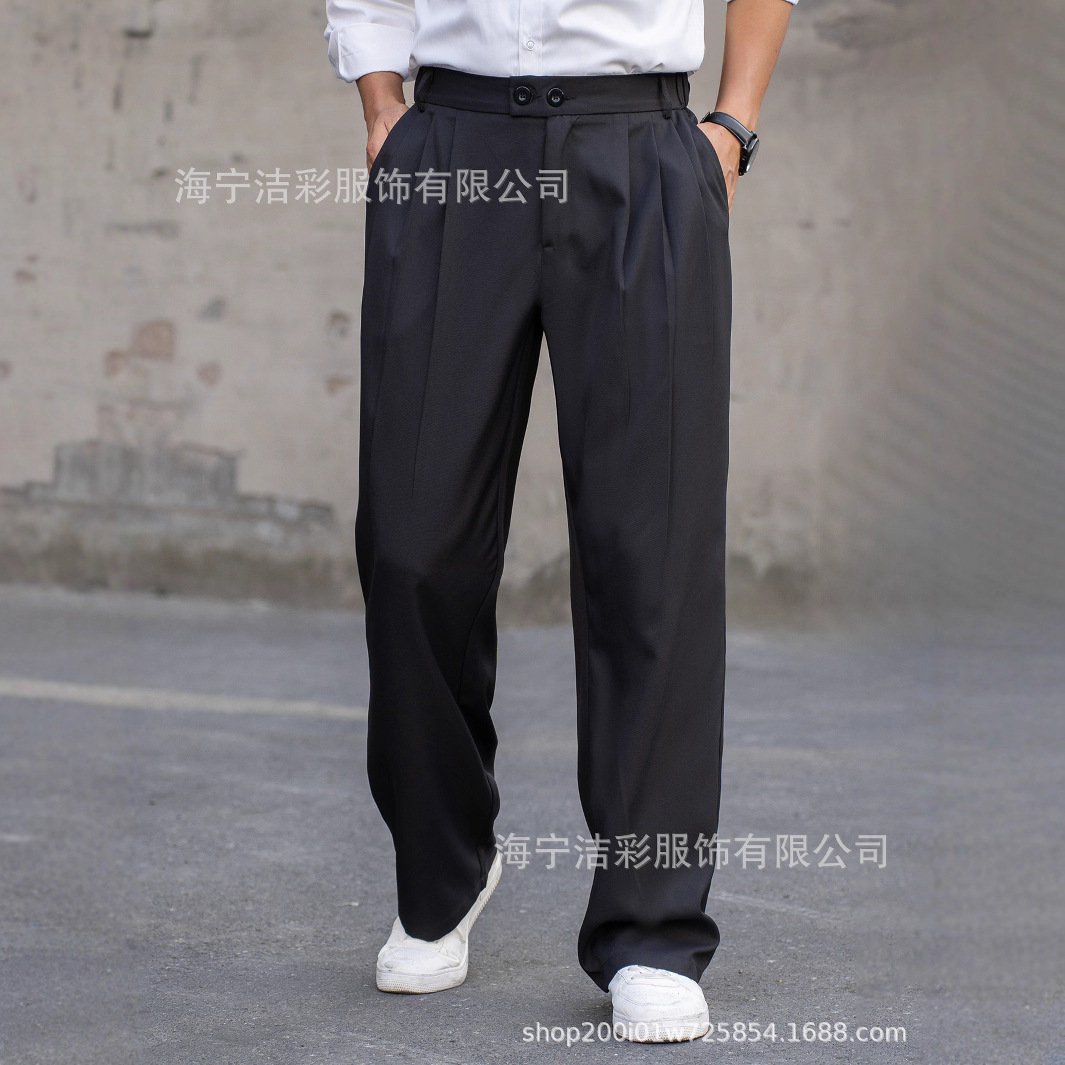 Cross-Border European and American Men's Loose Outdoor Casual Double-Pleated Trousers