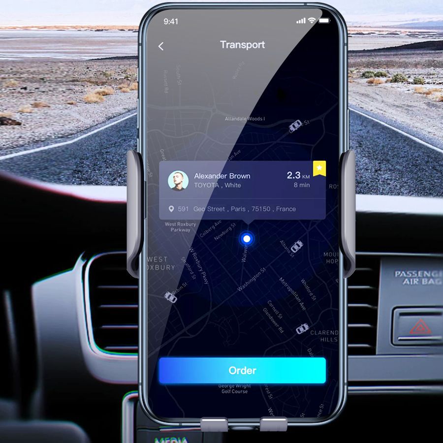 车载无线充电器15W快充金属超薄QI无线充电器 车载支架吸盘出风口