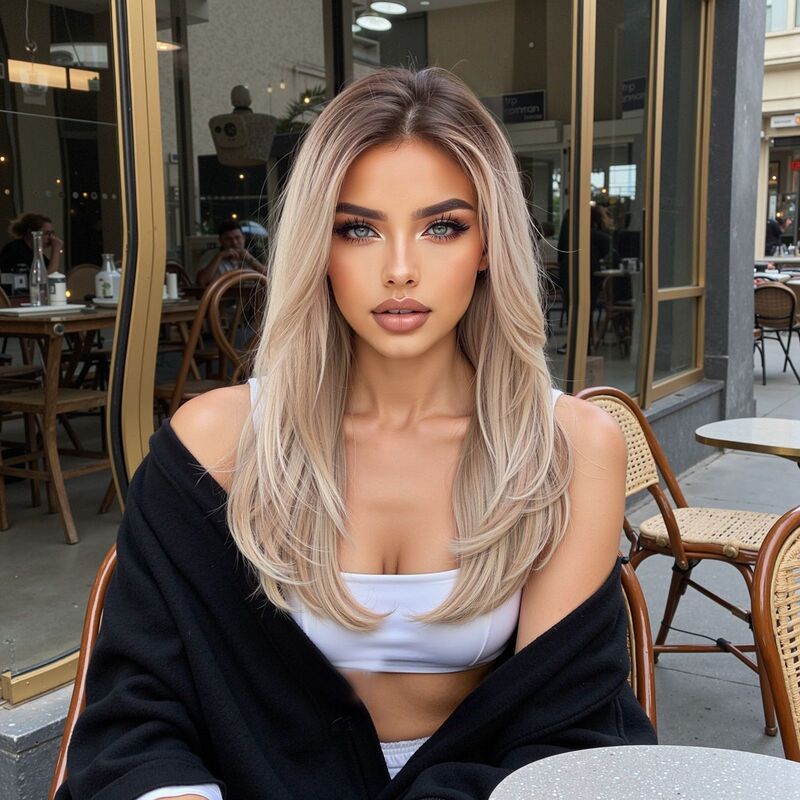 13x 6 HD Front Lace Wig Shoulder Length Beige Medium Long Curls High Temperature Resistant Hallline Comfort