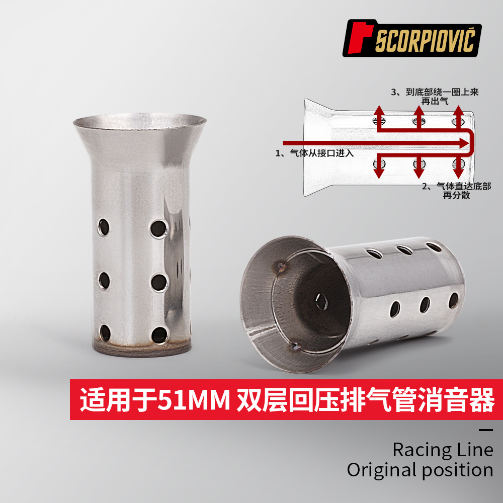 Motorcycle locomotive modified accessories exhaust pipe stainless steel muffler muffler noise reduction silent 51mm universal