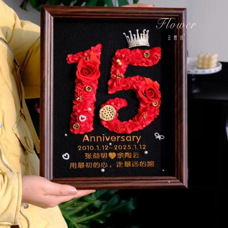 ✅ [Wedding Anniversary Gift] Surprise Gift for Wife, Practical Anniversary Gift, Eternal Flower Photo Frame, Golden Wedding Gift for Father