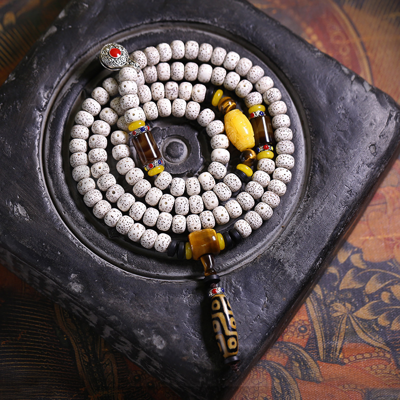 星月菩提子手串文玩佛珠正月原籽盘玩玛瑙配饰九眼天珠男项链