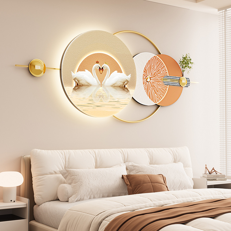 New Houndstooth Bedroom Hanging Painting Led Luminous Decorative Painting Mural Stone to Run High-End Bedside Hotel Painting