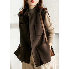 意大利品牌处理尾货坎肩毛呢马甲女加厚呢子立领背心外套