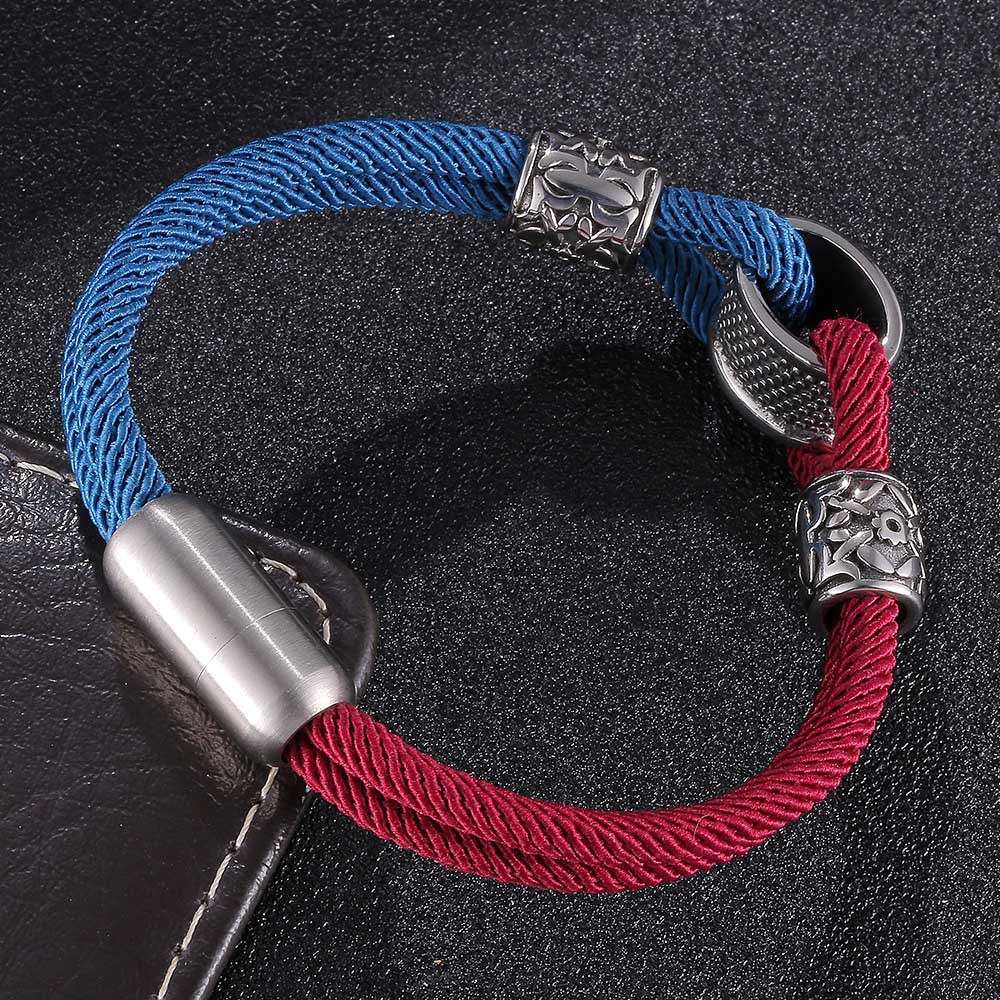 45g Weight 304 Stainless Steel Pendant Material Bracelets Classification Milan Rope Chain Material Cord String Chain Type Street Occasion 304 Stainless Steel, rope Material Color Block Pattern All Seasons Season Men's Gender Plating Design Streetwear Style Streetwear Color Block 304 Stainless Steel Rope Plating Men's Bracelets Men Cord & Leather Bracelets 17