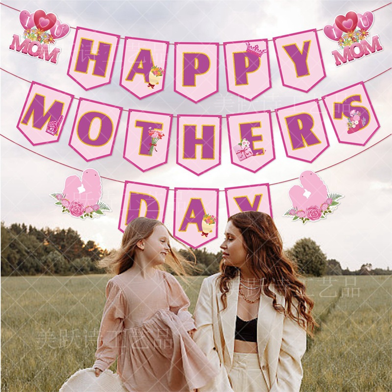 Europa y los Estados Unidos nueva decoración del Día de la Madre bandera de dibujo decoración de cumpleaños de la madre bandera de dibujo de fondo