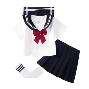 Girls Jk Uniform Suit Pleated Skirt Kidsren's Sailor Suit Preppy Style Primary School Student Performance Suit