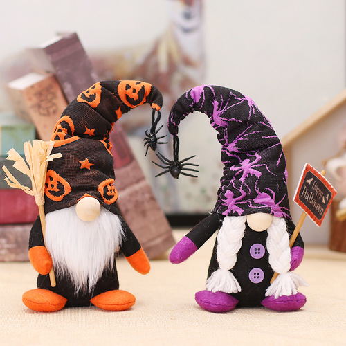 Halloween decorations, venue layout props, forest man holding placards, faceless dolls, doll decorations, cross-border