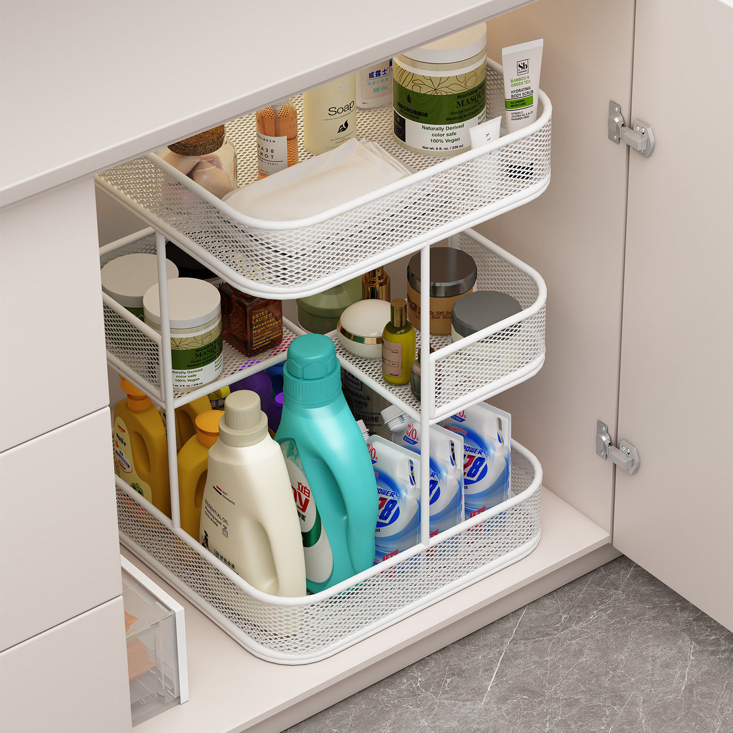 Under-Sink Cabinet Storage Organizer for Bathroom Sink, Layered Wash Cabinet Storage Rack, Bathroom Under-Sink Shelf
