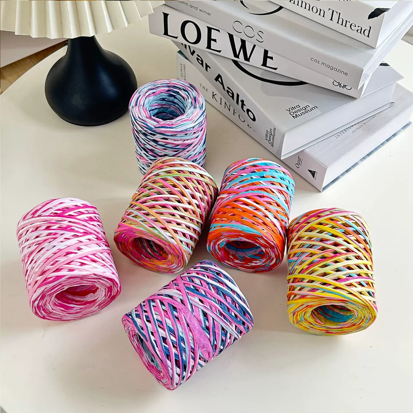 彩色拉菲绳创意编织纸绳礼品包装绳花束包装手工花艺装饰鲜花材料