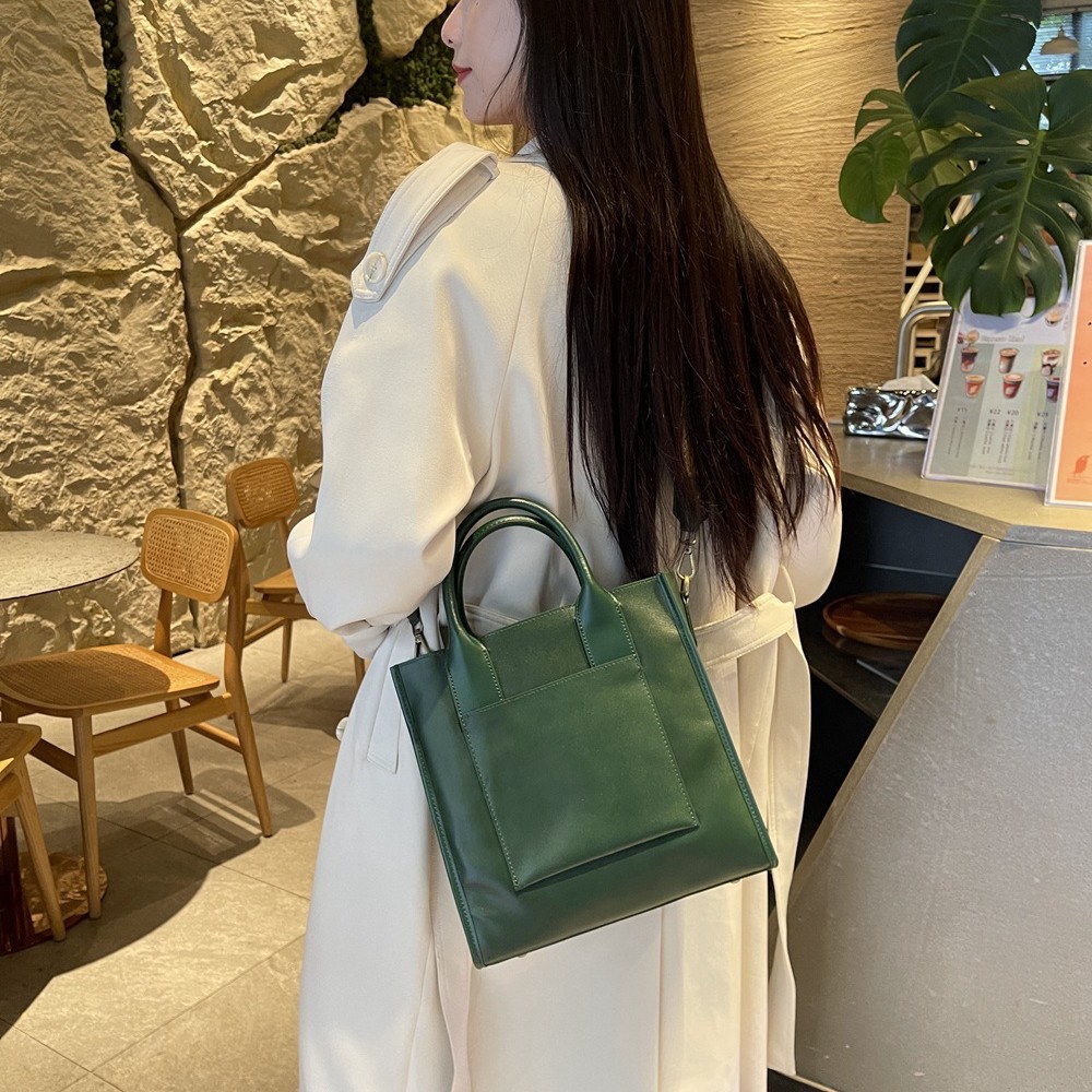 Vintage Genuine Leather Women's Bag Large Capacity Vegetable Tanned Cowhide Small Square Bag Versatile Commuter Crossbody Handbag Trendy - Thumbnail 5