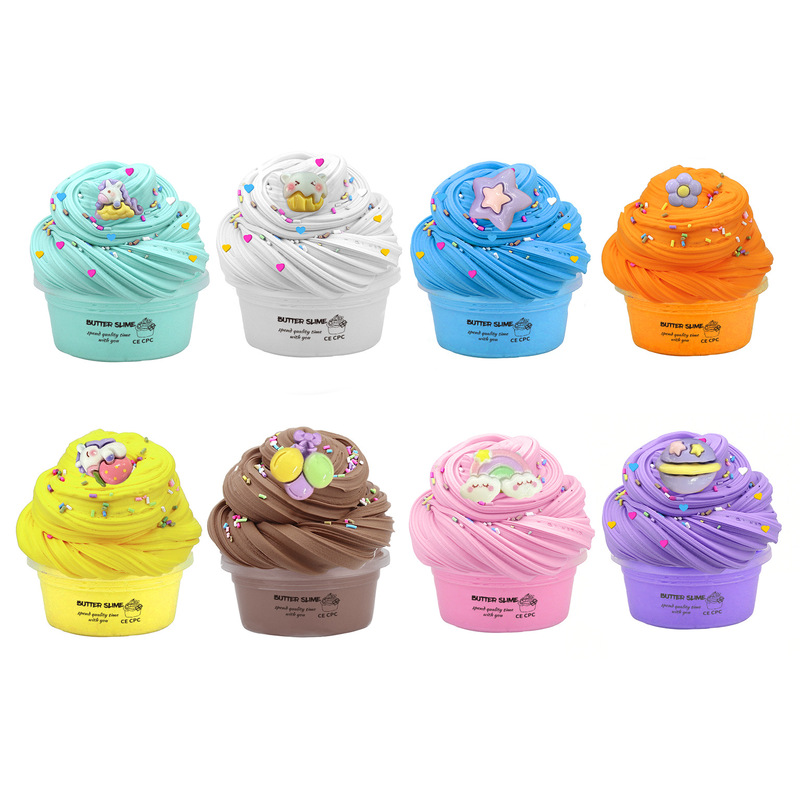 Cross-border yellow oil mud foaming glue cotton flower mud ramen mud 50ml slime color mud slime toy slime kit