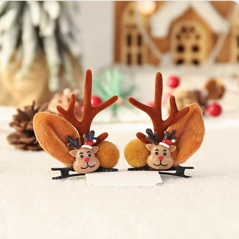 国境を越えたクリスマス森系ヘアバンド雪だるま鹿角ヘアアクセサリー子供祭りヘアクリップかわいいパーティー髪飾り|undefined