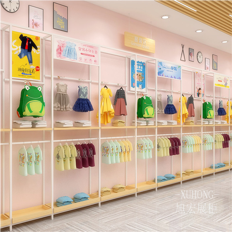 童装展示柜厂家定制母婴店奶粉柜台男女儿童服装展示架圆形堆头架