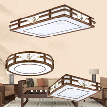 新中式海棠木客厅灯长方形客厅大灯风仿古圆形餐厅实木现代灯