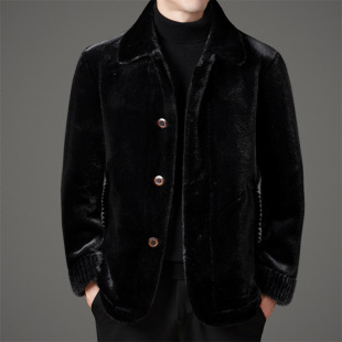 MJ1193 Autumn and Winter New Men's Imitation Mink Ferry Mink Golden Mink Fleece Coat Thickened Lapel Two-sided Jacket