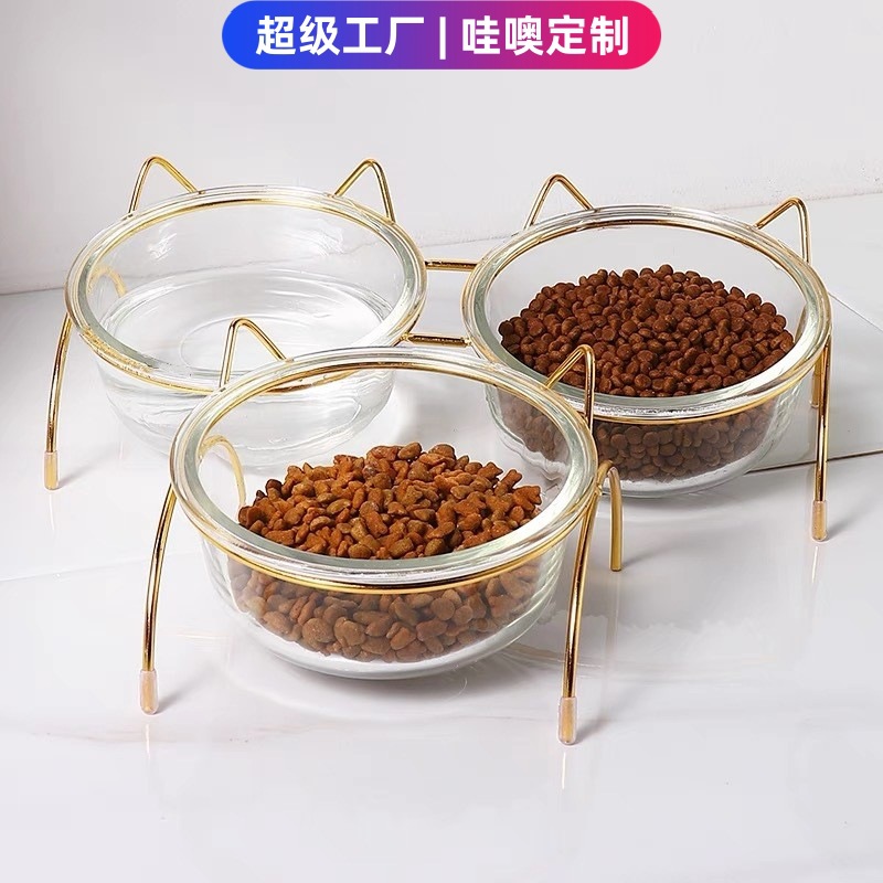 Cuencos de cerámica para gatos de dibujos animados personalizados para proteger la columna cervical de gatos pequeños boca inclinada boca superficial cuenca de grano para gatos inclinada tazón único