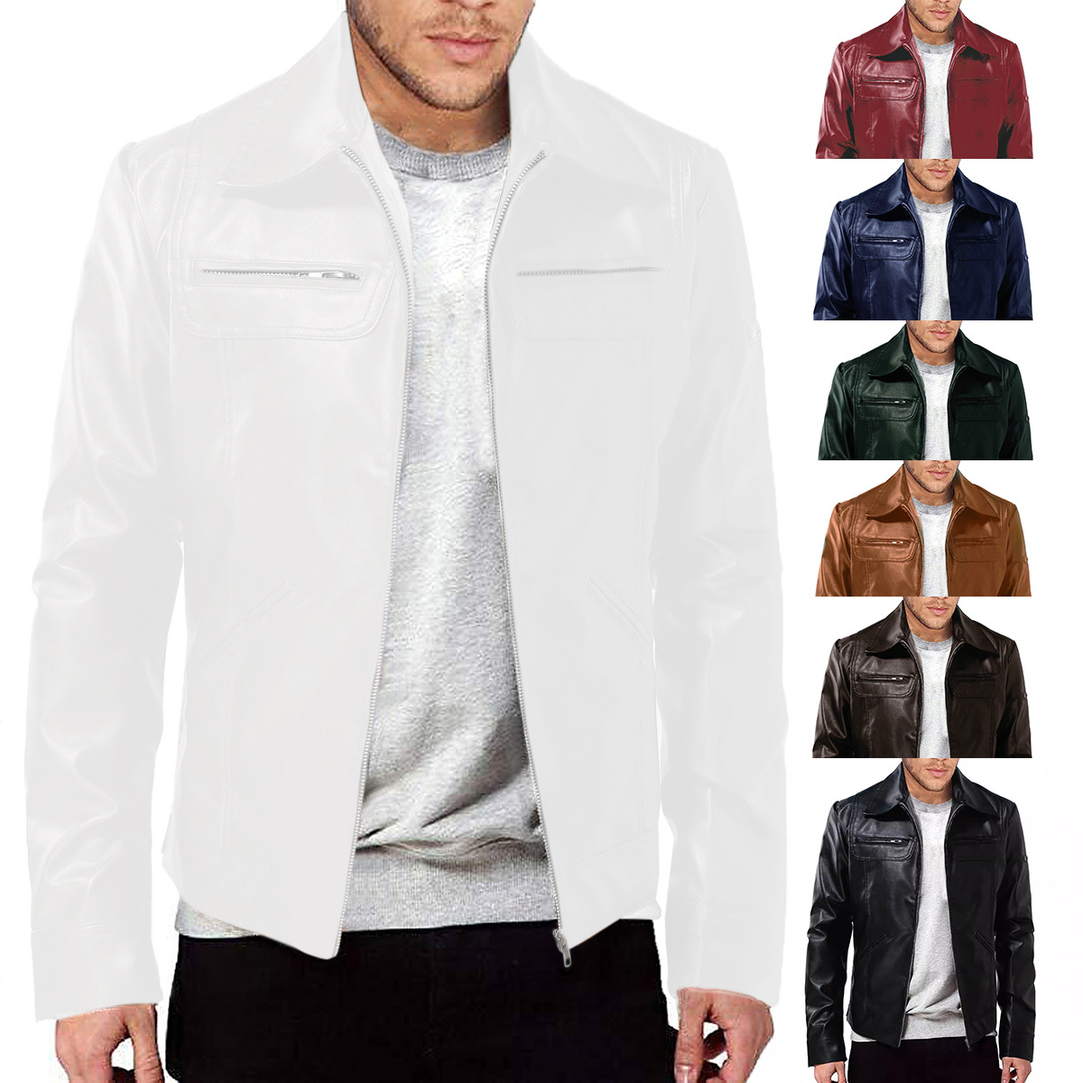 Neue PU 2024 Motorradjacke mit Lederkragen für Herren_voghion.com