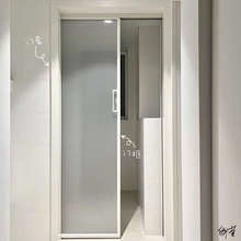 超白玻璃卫生间门简约白色窄边推拉门吊轨隔断移门INS儿童房