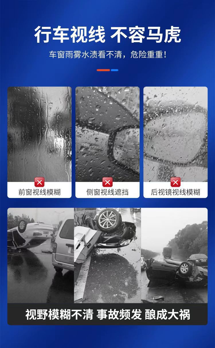 Car Rainproof Agent, Windshield, Rearview Mirror, Rainy Day Waterproof and Oil-Repellent Film Remover, Sponge Wipe Car Anti-Fog Agent