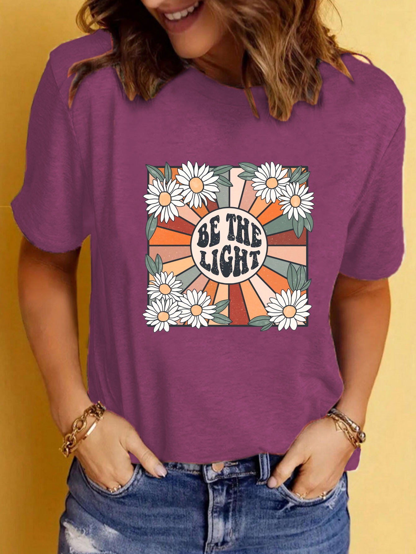 Femmes T-Shirt Manche Courte T-shirts Impression Vêtement De Rue Lettre Fleur display picture 1