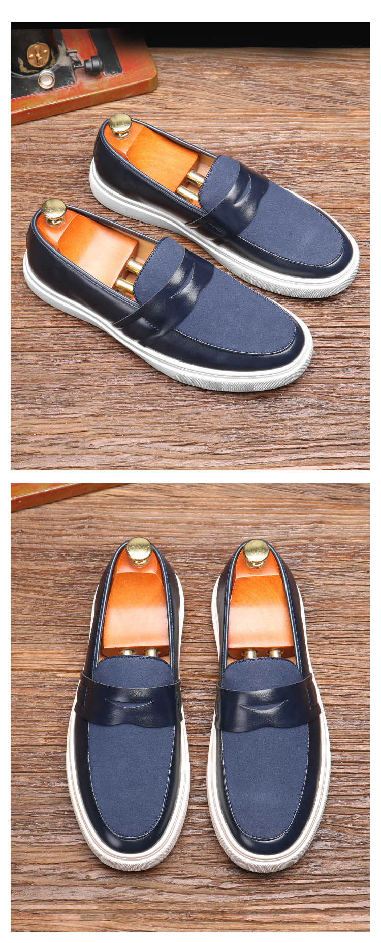 Mocassini con plateau Scarpe casual in pelle da uomo slip-on_voghion.com