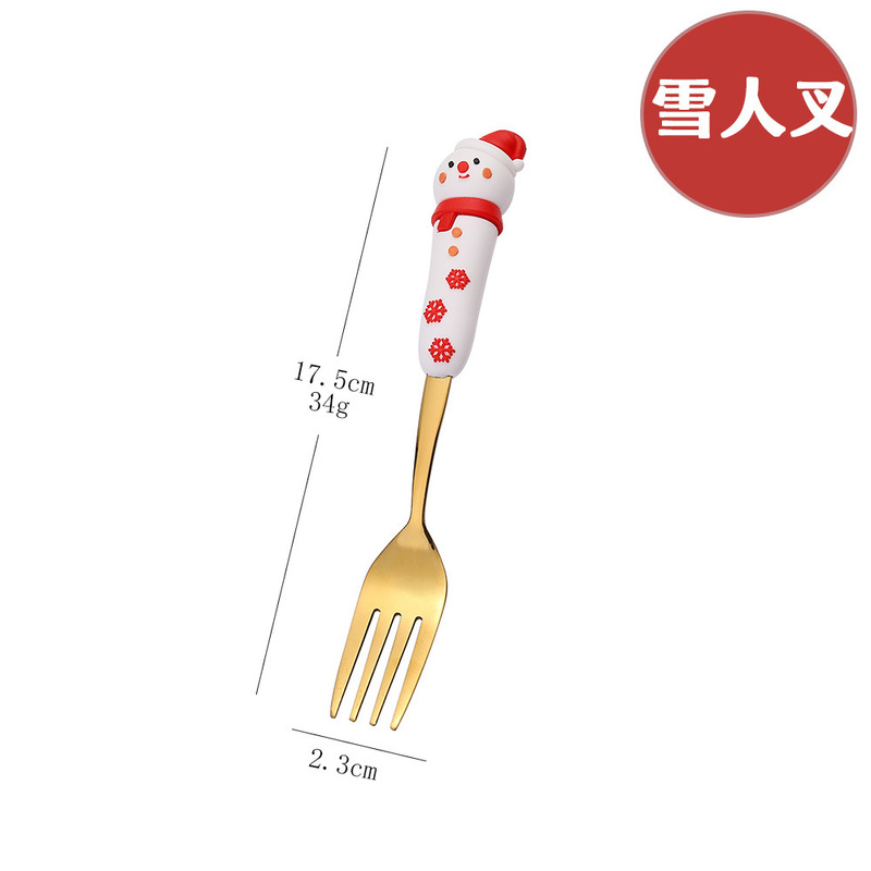 新しいクロスボーダー大型クリスマスフォークとスプーン食器セットステンレス鋼クリスマススプーンイン高価値コーヒースプーン|undefined