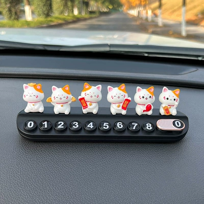 Parking Sign for Cars, Phone Number: Nömrəli dayanma kartı - family-portrait-lucky-cat-black-free-aromatherapy-stick-number