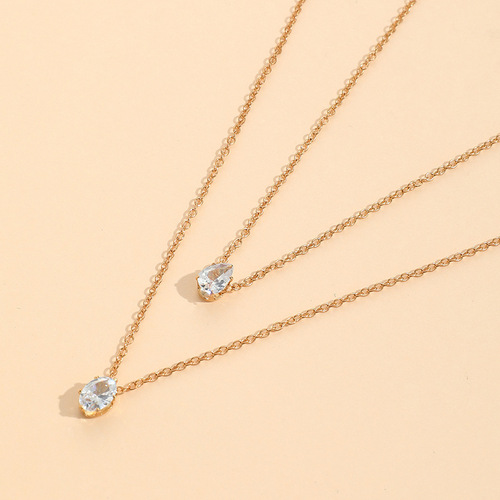 Niche Design Diamond Necklace Waterdrop Egg Oval Single Pendant Layered Stylish and Chic Necklace Wholesale