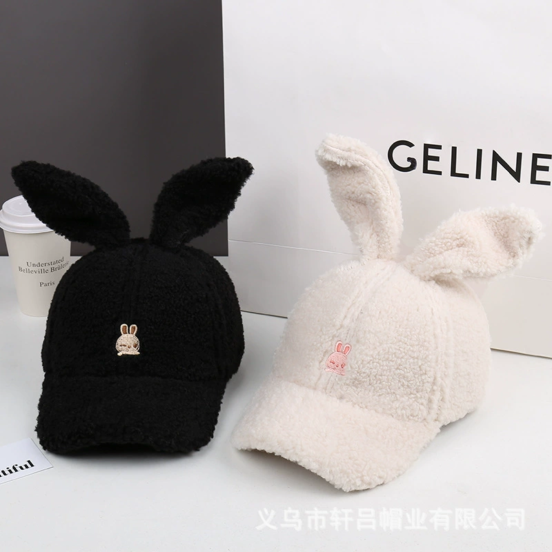 Cute demi-season velvet keep warm baseball cap, Korean style, with embroidery