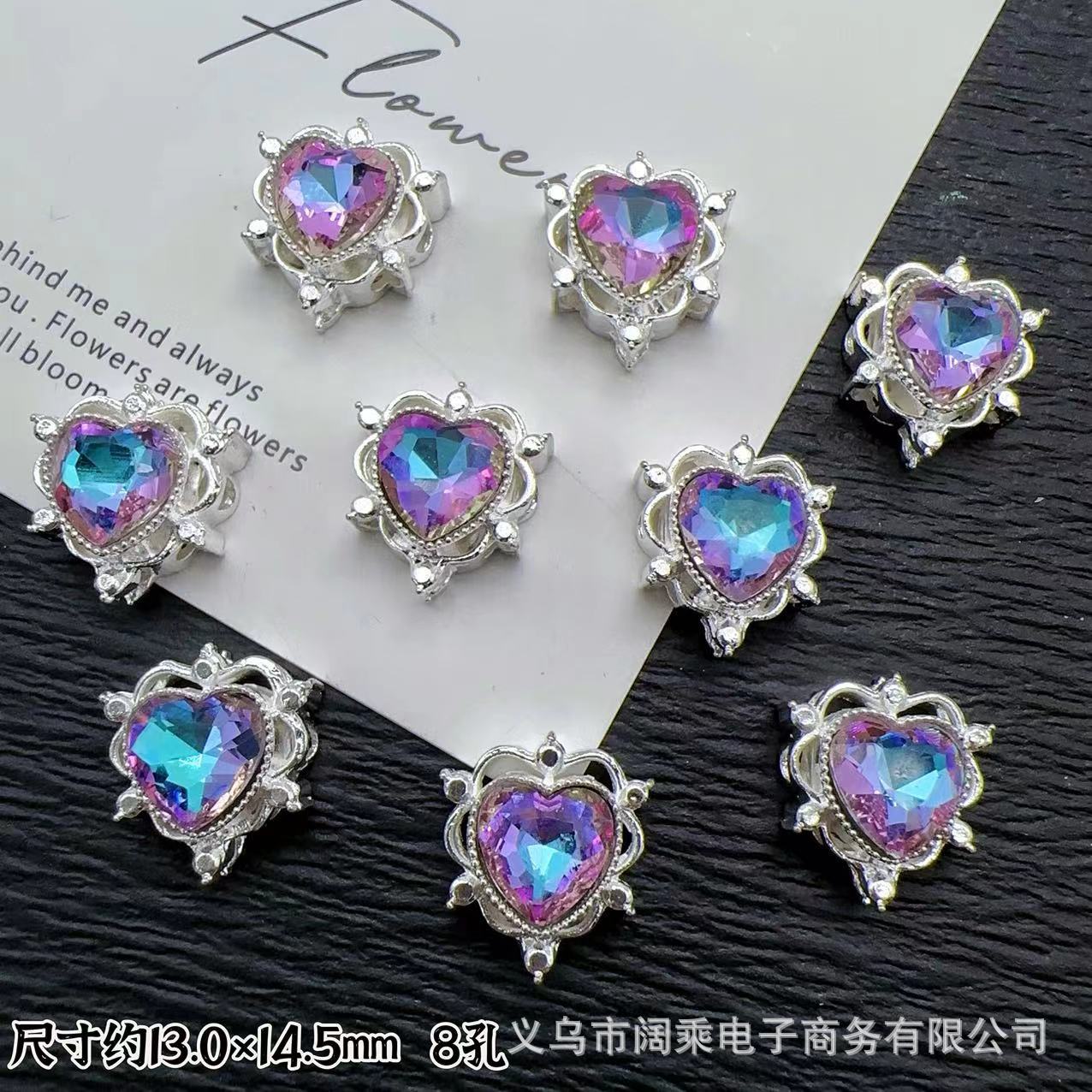 マイクロ象嵌ジルコニウムダイヤモンドマルチカラーピーチハートラブ8穴ビーズリング表面DIYビーズブレスレットネックレスジュエリーアクセサリー