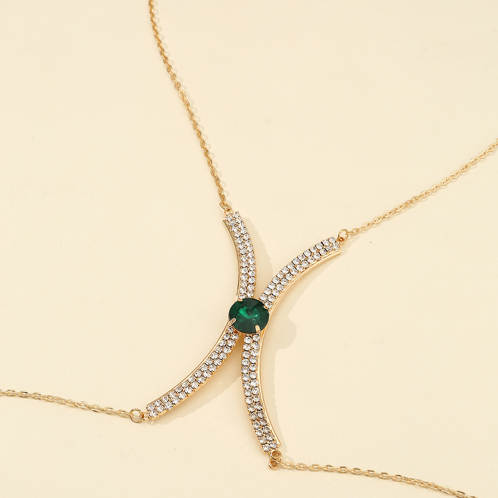 Catena per il petto in stile designer semplice e sexy, catena per il petto, catena per petto alla moda da donna con diamanti intarsiati ad acqua_voghion.com
