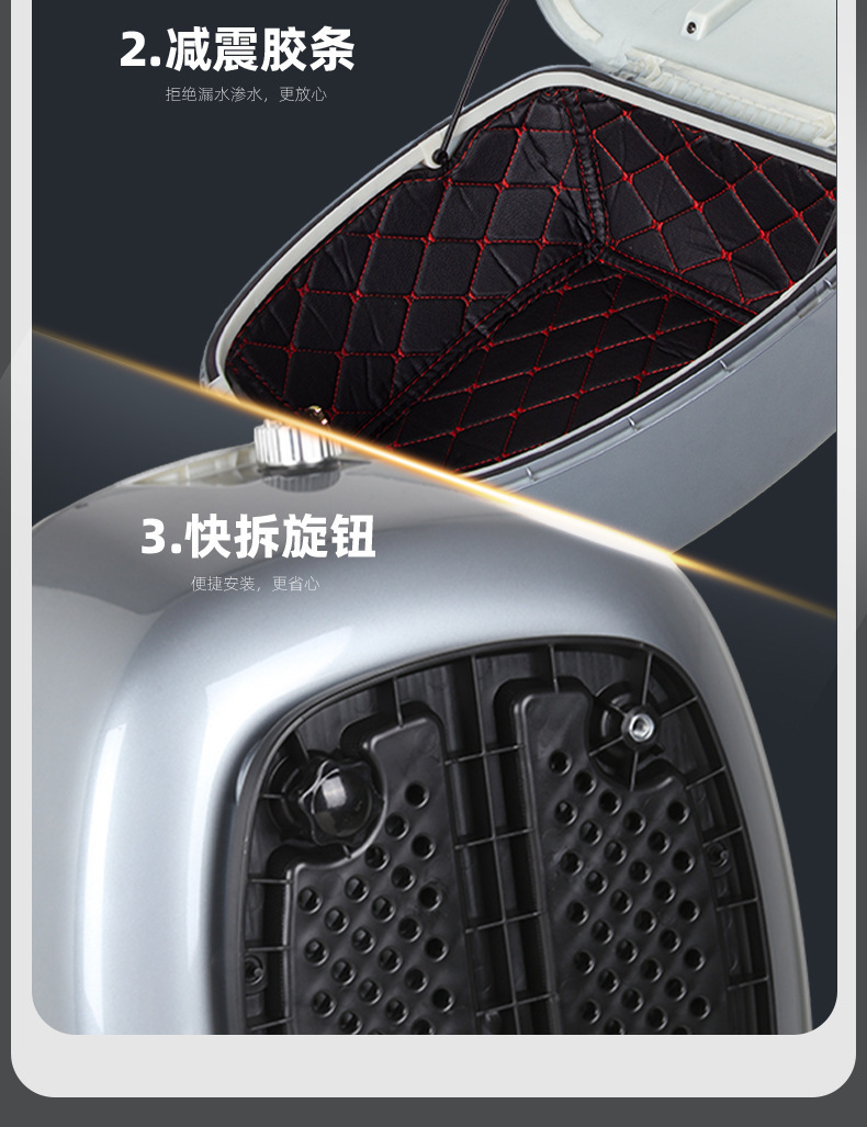 Retro Motorcycle Tail Box with Large Capacity, Scooter Rear Trunk Made of Abs Material, Large Capacity for Electric Vehicles