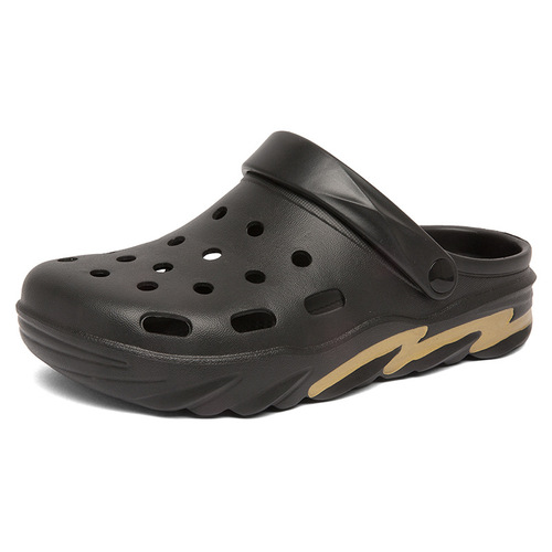 Croc Shoes Men's Summer Outerwear Non-Slip Lightweight Baotou Beach Shoes Two-Purpose Half Slippers Large Toe Office Sandals